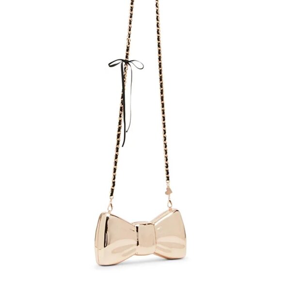 Betsey Johnson Kitsch Metal Bow Clutch Rose Gold Small Size NWT - Picture 3 of 16